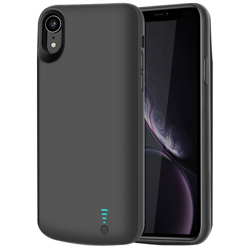 RUNSY Battery Case Compatible with iPhone XR, 6000mAh Rechargeable Extended Battery Charging Case, External Battery Charger Case, Adds 1.55x Extra Juice, Support Wired Headphones (6.1 inch)