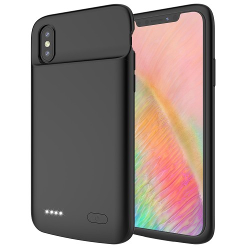 [UPGRADED] RUNSY Battery Case for iPhone X / XS / 10, 4100mAh Slim Rechargeable Extended Battery Charging Charger Case with RAISED BEZEL, Adds 100% Extra Juice, Support Wire Headphones